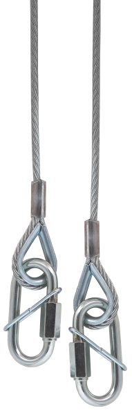 Sicherungsseil, 6mm, 1m, mit 2 Verbindungsgliedern 8mm Typ B (lange Ausführung), bis 35kg Gerätegewicht, silber