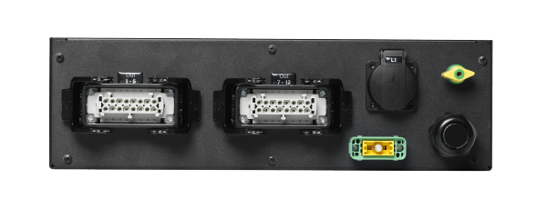 Stromverteiler 32A-2 Han, 3HE, CEE 32A auf 2 x Han 16E, RCD