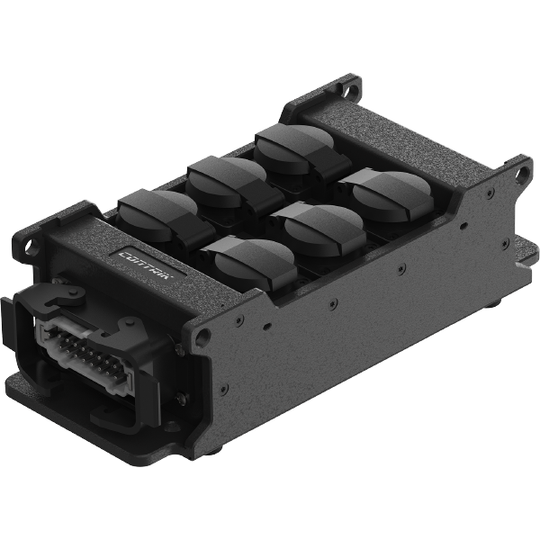 Power Strip Han16E, Schuko - IP54, HAN 16E In, 6x Schuko Out, IP54