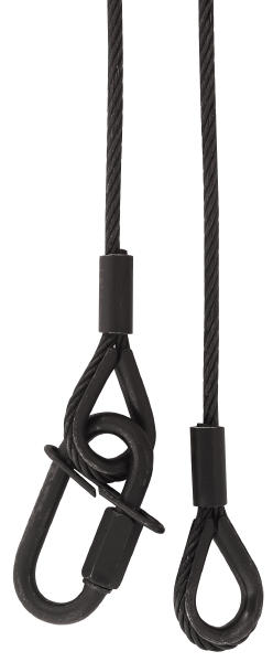 Sicherungsseil, 6mm, 0,6m, mit Verbindungsglied 8mm Typ B (lange Ausführung), bis 20kg Gerätegewicht, schwarz