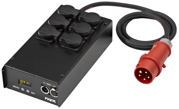Switch-Box MK3 6-Kanal, CEE 16A, 6 x Schuko out, DMX