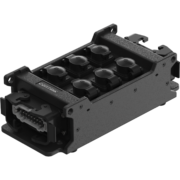 Power Strip Han16E, powerCON - IP65, HAN 16E In, 6x powerCON True1 &amp; 1x HAN 16E Out, P65