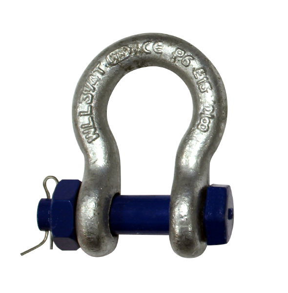 Schäkel, hochfest, WLL 3,25t, mit Mutter und Splint, 5/8", geschweift