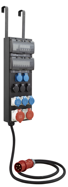 Mobile Power Distribution Exhibition M, Eingang CEE 32A, Ausgang 1 x CEE 32A, 1 x CEE 16A, 5 x Schuko, RCD