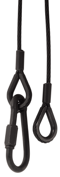 Sicherungsseil, 5mm, 0,6m, mit Kettbiner®, bis 15kg Gerätegewicht, schwarz