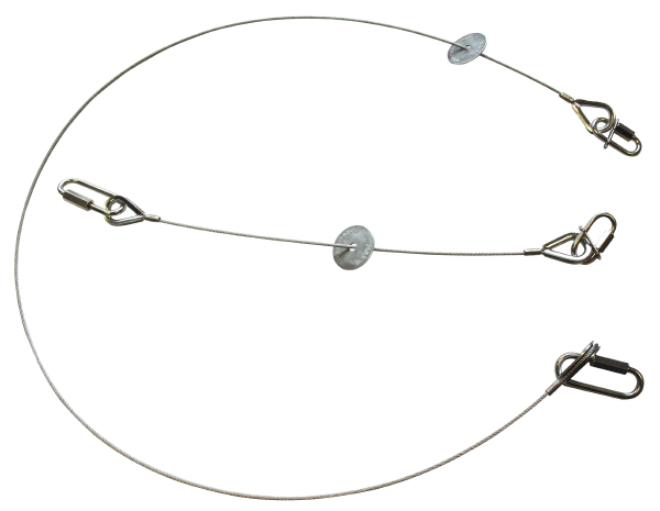 Sicherungsseil, 2mm, 0,6m, mit Verbindungsglied 3,5mm Typ A (unverlierbar) und Verbindungsglied 4mm Typ B (lange Ausführung, unverlierbar), bis 2kg Gerätegewicht, schwarz