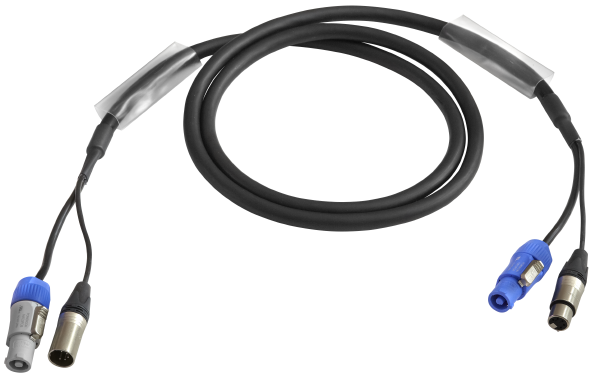 DMX/Power-Kombikabel, XLR/powerCON, XLR3, 3 x 1,5mm² + 2 x 0,25mm², 10m