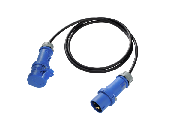 CEE-Kabel, 16A, 3-pol. blau, IP44, 10m, 3 x 1,5mm², schwarz