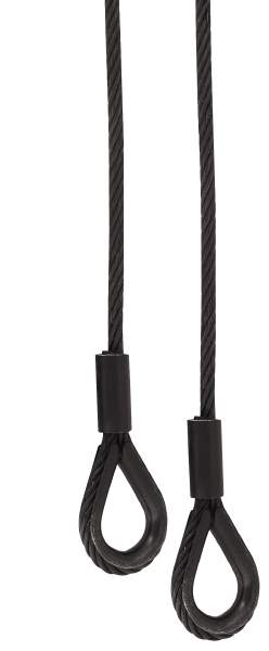 Sicherungsseil, 8mm, 1m, ohne Verbindungsglied, bis 60kg Gerätegewicht, schwarz