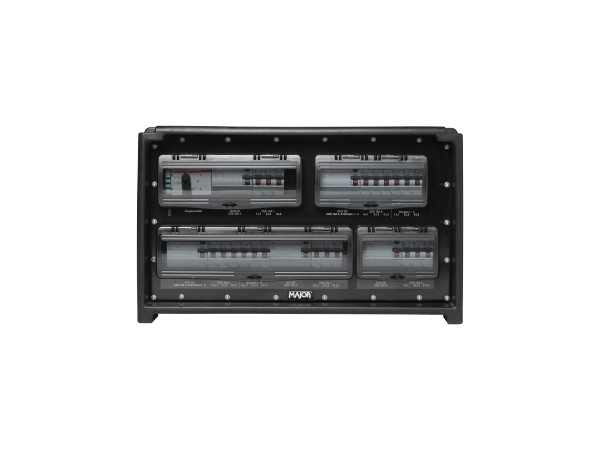 Mobile Power Distribution Cube M, CEE 63A auf 2 x CEE 32A, 3 x CEE 16A und 6 x Schuko, abgesichert mit RCD und Leitungsschutzschaltern