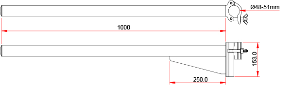 Heavy Duty Boom Arm, 1.000mm, schwarz